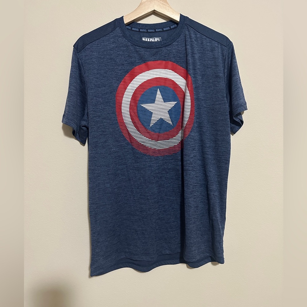 ♻️Marvel Men's Navy Captain America Shield Tee